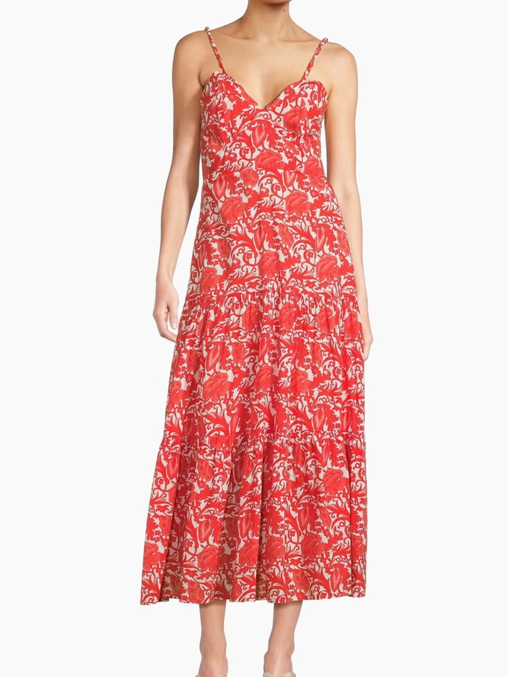 Tuckernuck Ro's Garden Brittany Botanical Print Midi Dress Medium Cotton Resort
